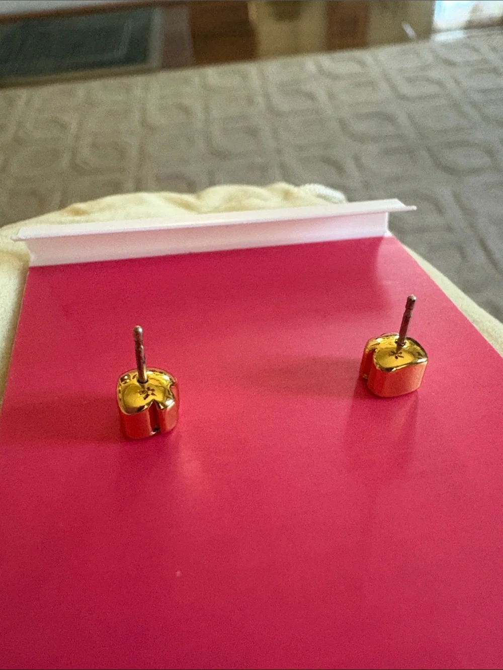 kate spade gold-trim blue heart stud earrings